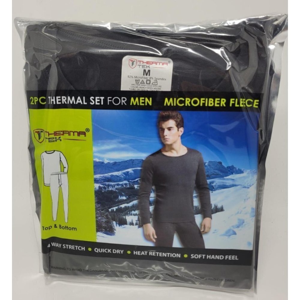 Men Long Johns Thermal Winter Microfiber Fleece Lined Warm Base Layer Top Pants